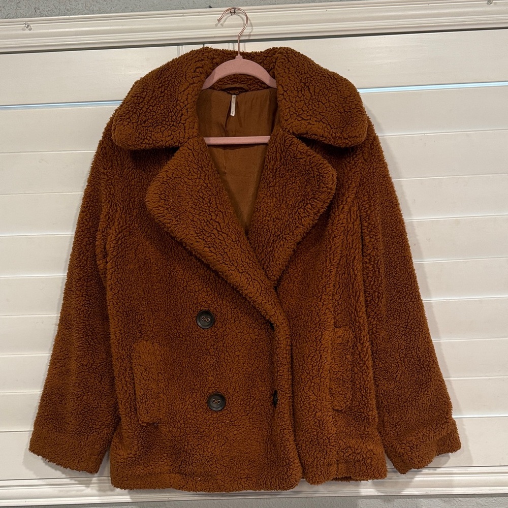 Free People Warm Brown Teddy Jacket